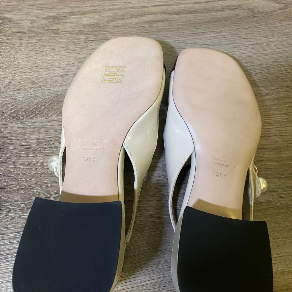 New Authentic Miu Miu Two-Toned Slingback Mary Jane Pumps 38.5/8.5 BALLERINAS DO - Picture 7 of 10